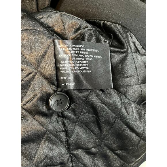 Claiborne Men's Wool Blend Quilted Lining Pea Coat Button Front Black
Size L - Picture 5 of 8